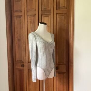 Shein Light Grey V-neck Body Suit, Size 2